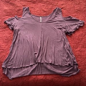 Free People cold shoulder purple tee